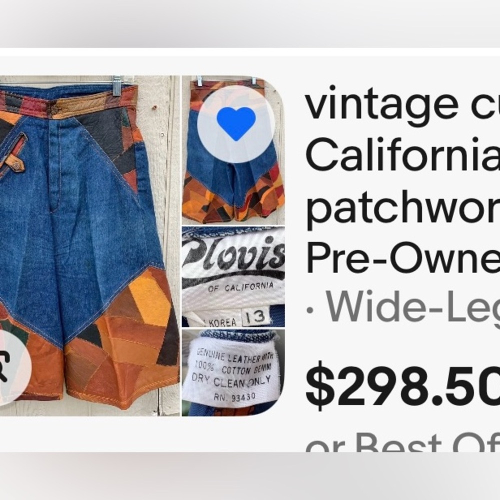 Impeccable Vintage Denim Culottes with Leather Patchwork - Picture 8 of 8